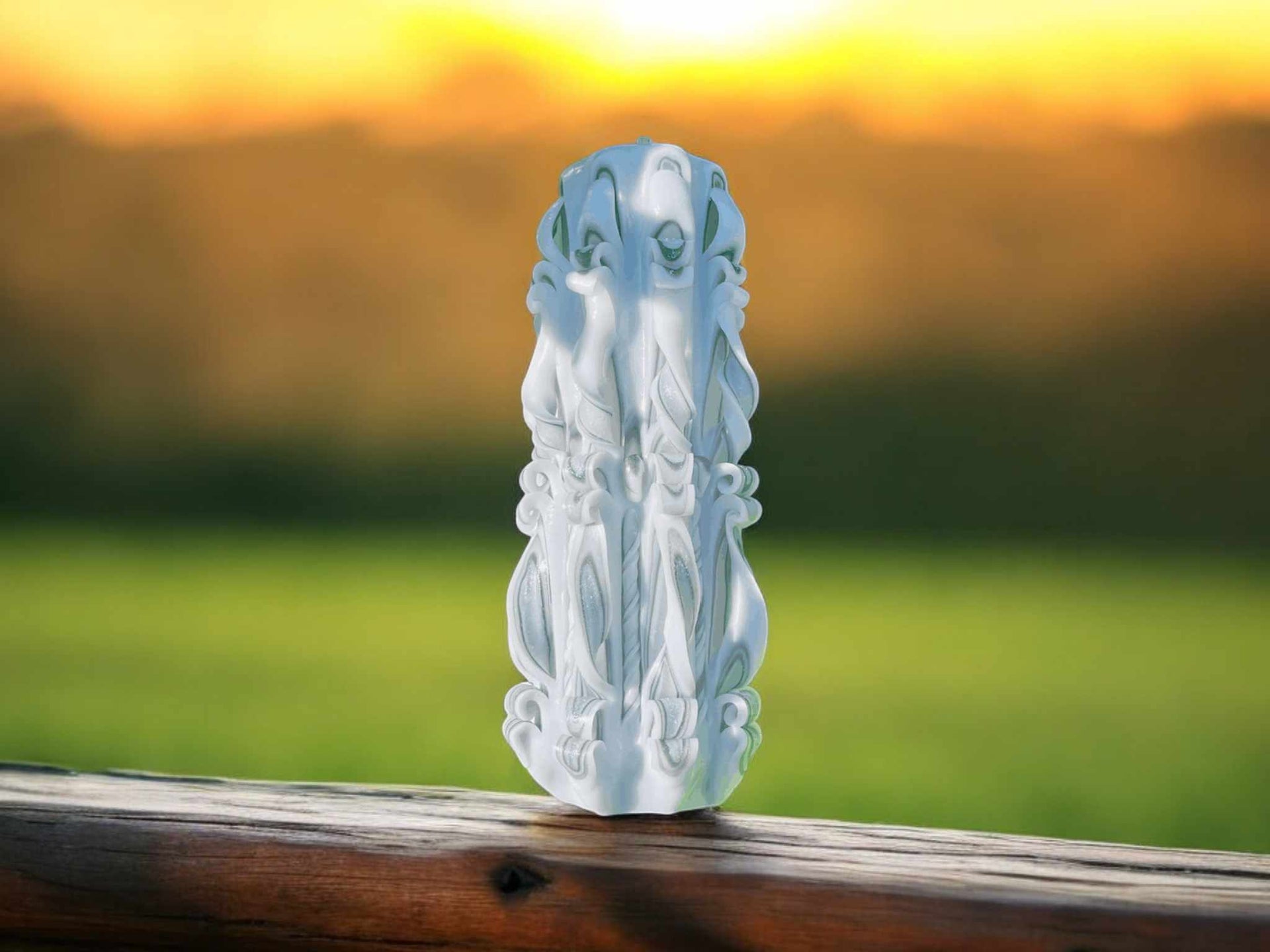 Handmade unscented carved candle set with pattern design
