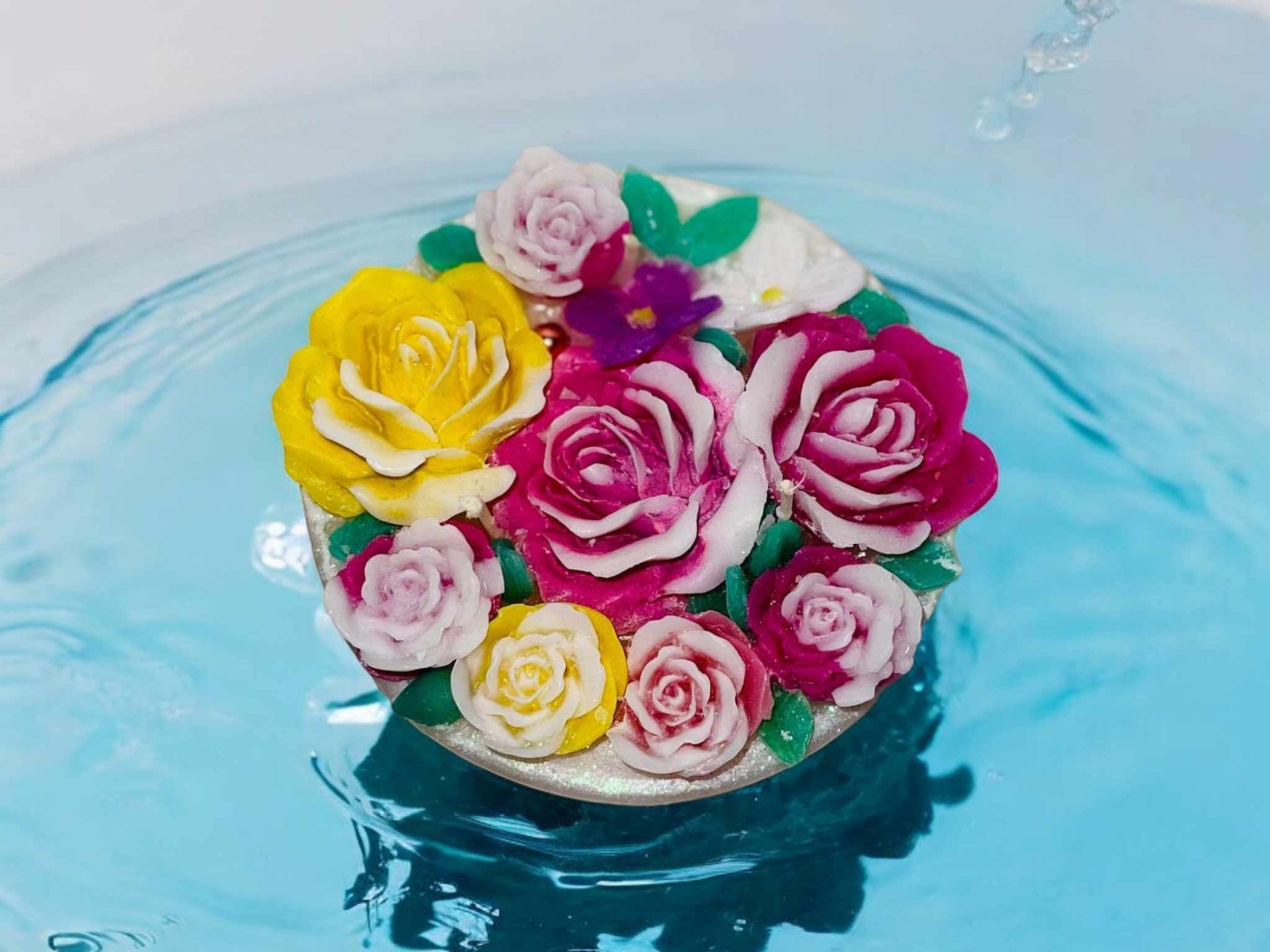 Handmade small flowery carved candle