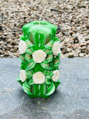 Rose carved artisan floral candle with elegant design