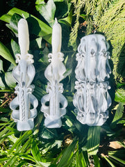 Handmade scented carved candle with roses design