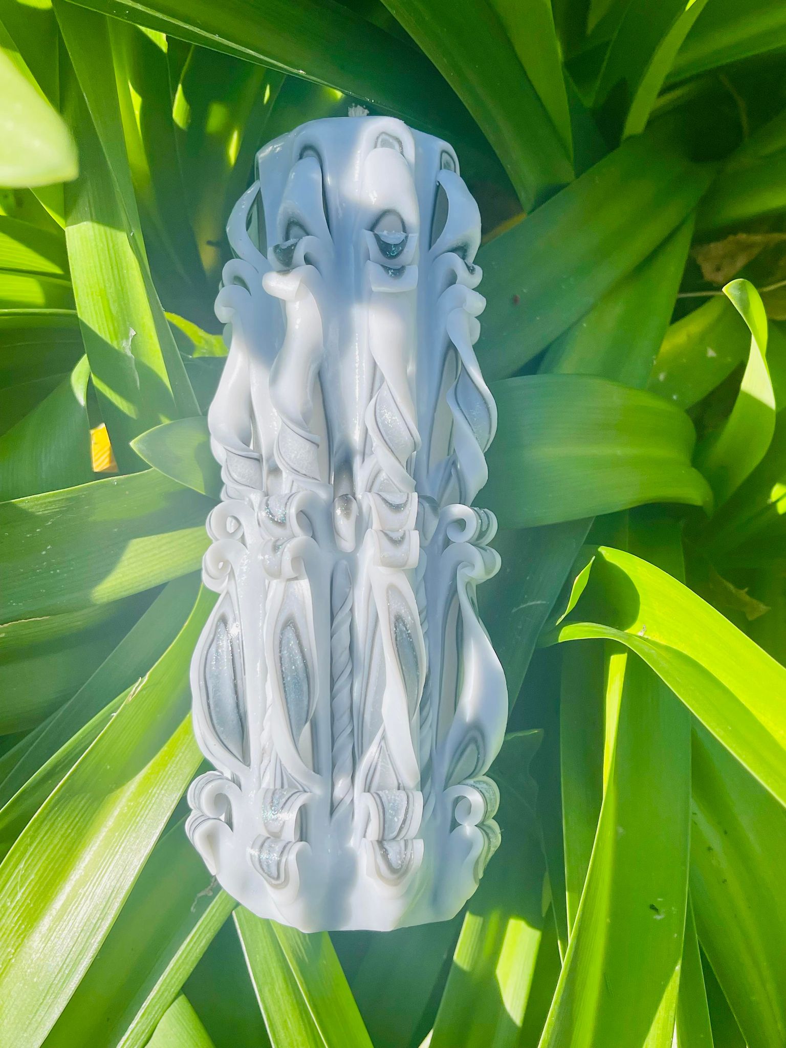 Handmade unscented carved candle set with pattern design