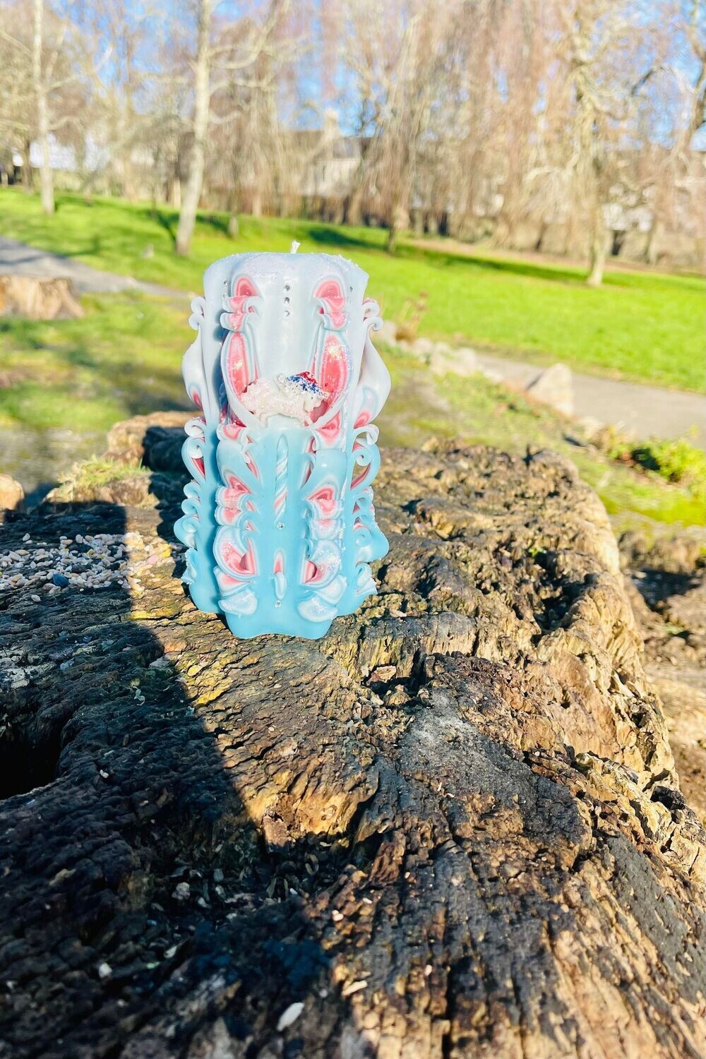 Handmade unicorn decorative candle with sculptural design