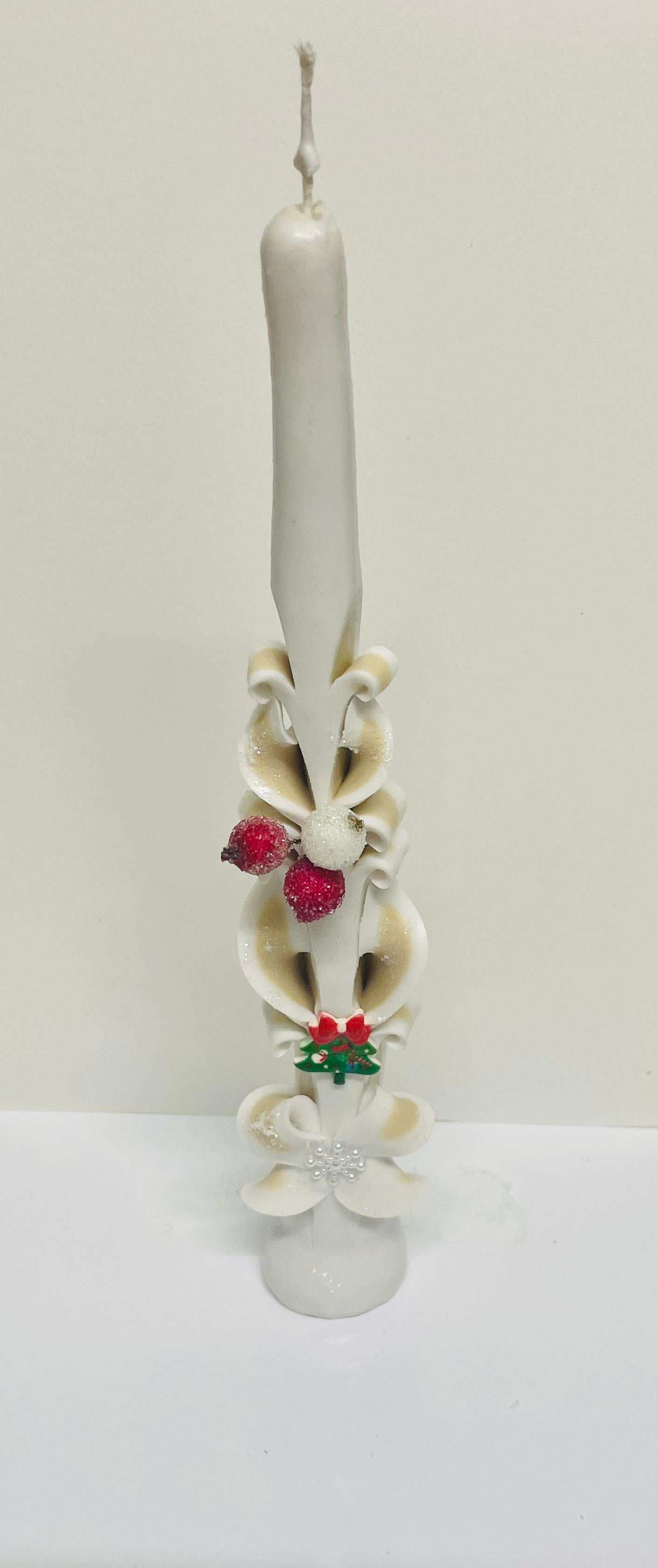 Angel carved candle, handmade and unscented