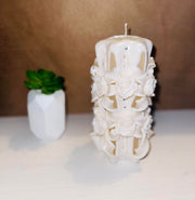 Rose carved artisan floral candle with elegant design