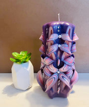 Handmade floral carved decorative candle